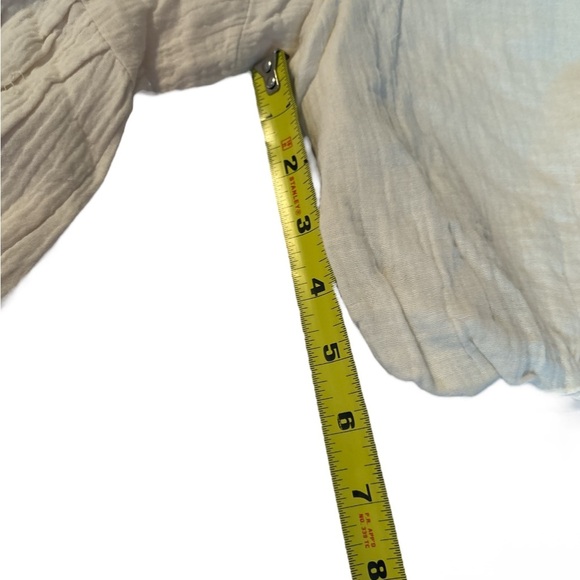 Mable Mini Dress Babydoll Puff Sleeve Cream Linen Casual Summer Dress New Size S - Picture 8 of 9